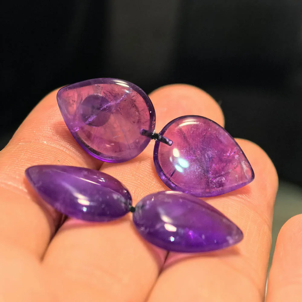 

MTC·STAR A+ Natural Hand-cut Polishing 20mm Heart Purple Amethyst Crystal Dangle Earring (Z14639)