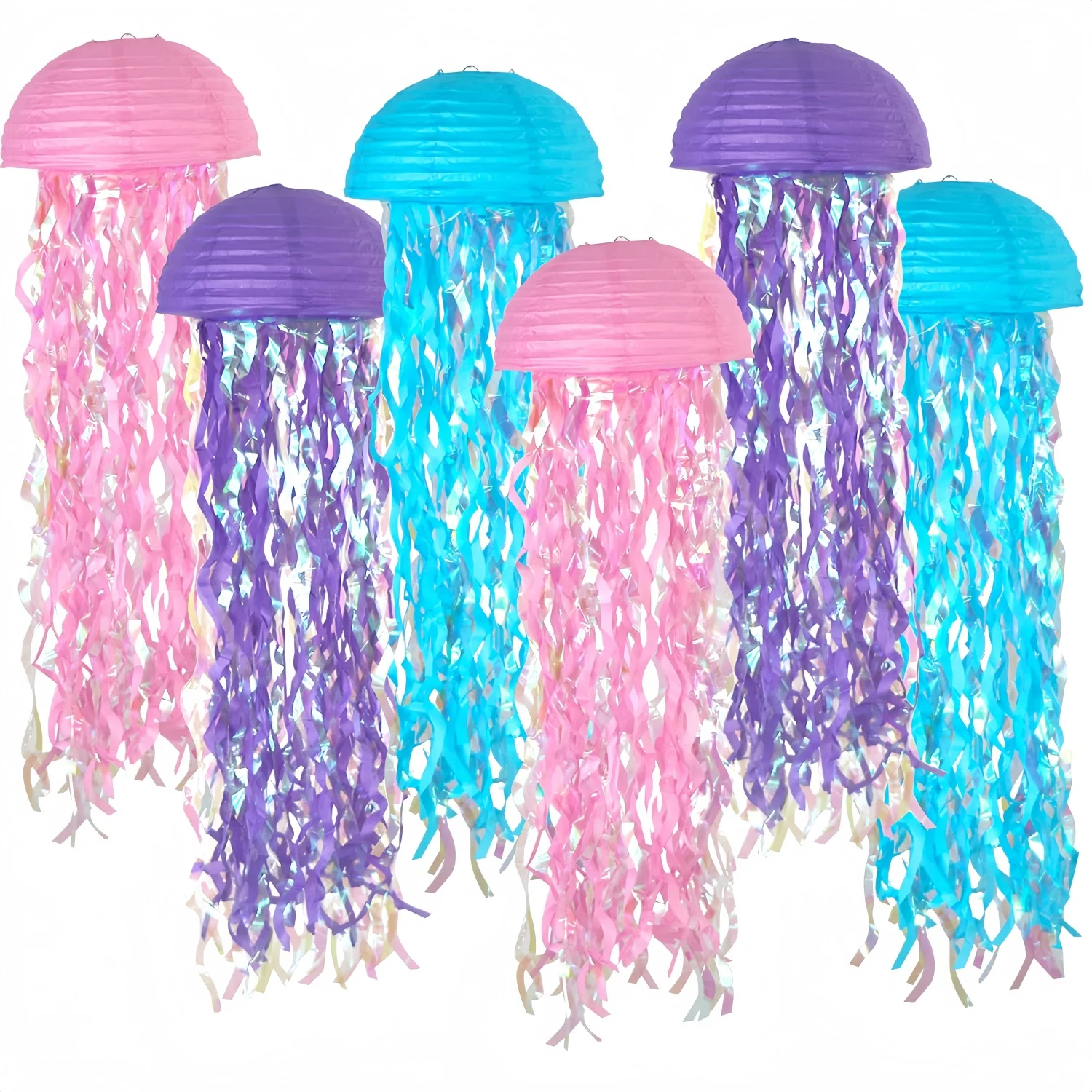 Jellyfish Paper Lanterns, Pink Purple Blue Under The Sea Party Decorations, Mermaid Birthday Decor, Ocean Themed Baby Shower