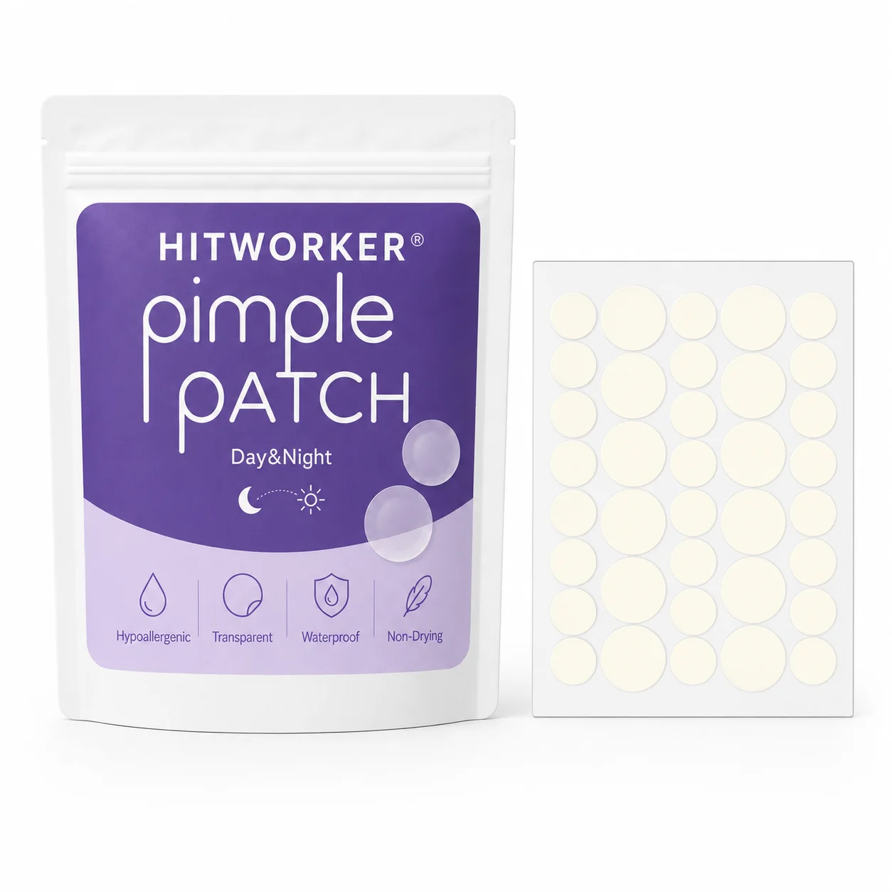 72PCS Pimple Cover Patches, Clear-Look Hydrocolloid Beauty Patches For Day And Night Use, Easy Peel Spot Cover