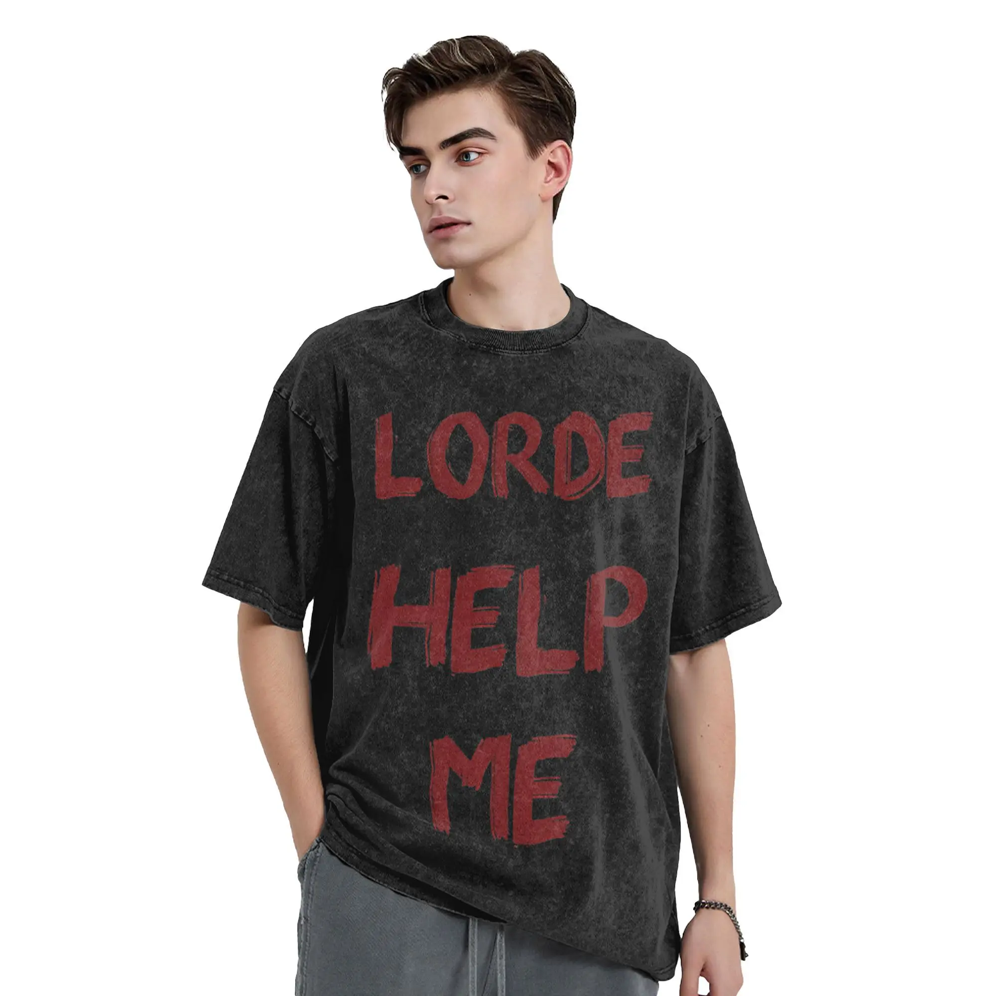 LORDE مساعدتي تي شيرت رجالي 100% قطن تي شيرت غير رسمي برقبة دائرية تي شيرت ملابس قصيرة الأكمام فكرة هدية