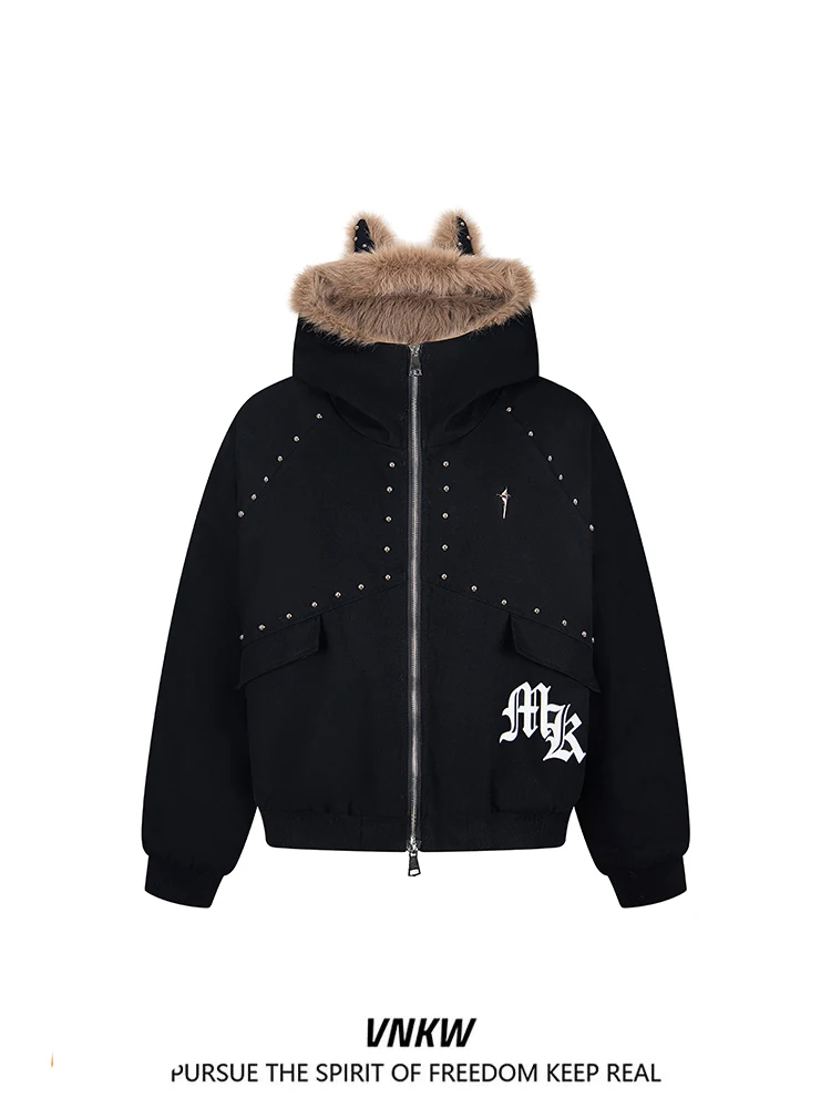 

Мужская хлопковая толстовка в стиле ретро-американский кэжуал с подкладкой, теплая, с декоративными элементами, для зимы