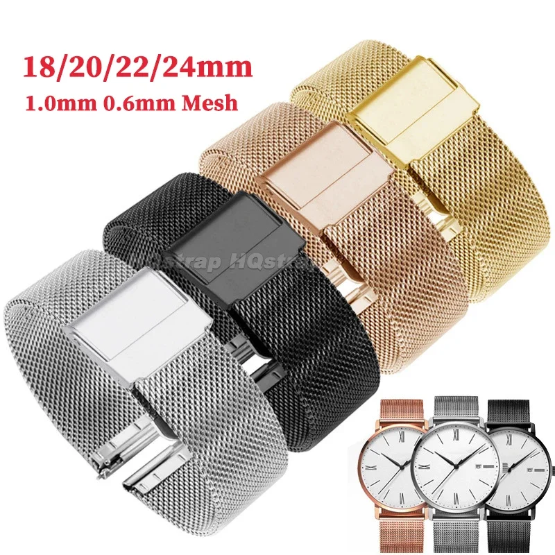 Milanese Watch Strap 14mm 17mm 18mm 20mm 22mm 24mm Universal Replacement Wristband for DW Bracelet Stainless Steel Watchband