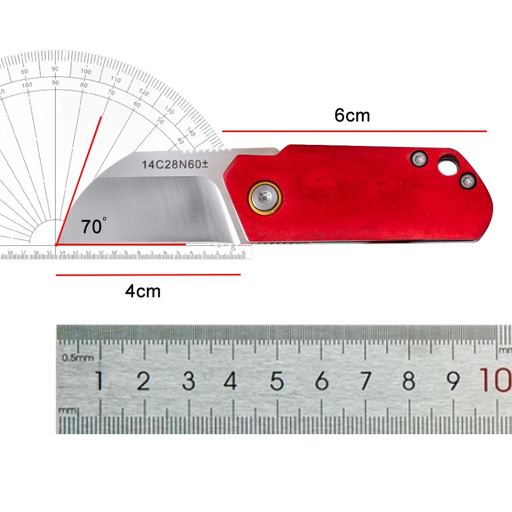 Imagem -06 - Faca de Bolso Pequena de 14c28n para Homens Cabo de Osso de Gado Mini Faca Dobrável para Acampamento Autodefesa ao ar Livre Aço Inoxidável