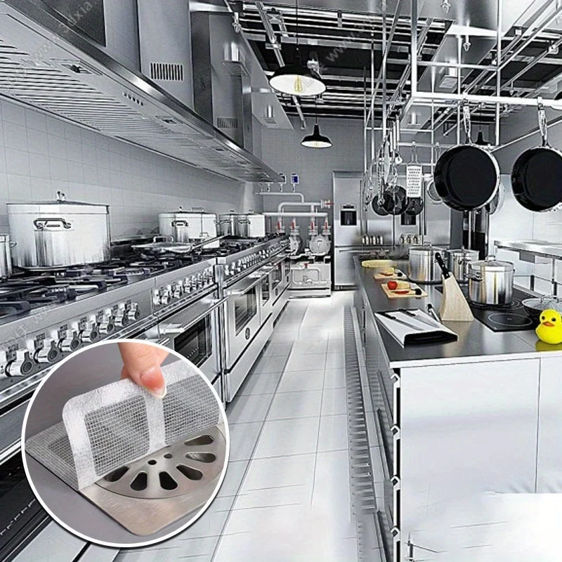 10 ملصقات مضادة للانسداد على شكل تصريف أرضية ذاتية اللصق، فلتر شبكي مقاوم للبقع، لأغطية تصريف حوض الحمام/المطبخ