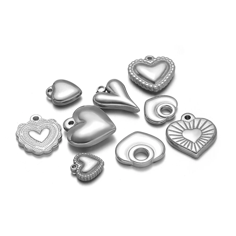 5 قطع فراغ مطلي الذهب القلب المعلقات الفولاذ المقاوم للصدأ قلادة سحر ل سوار أقراط النتائج العصرية صنع المجوهرات DIY