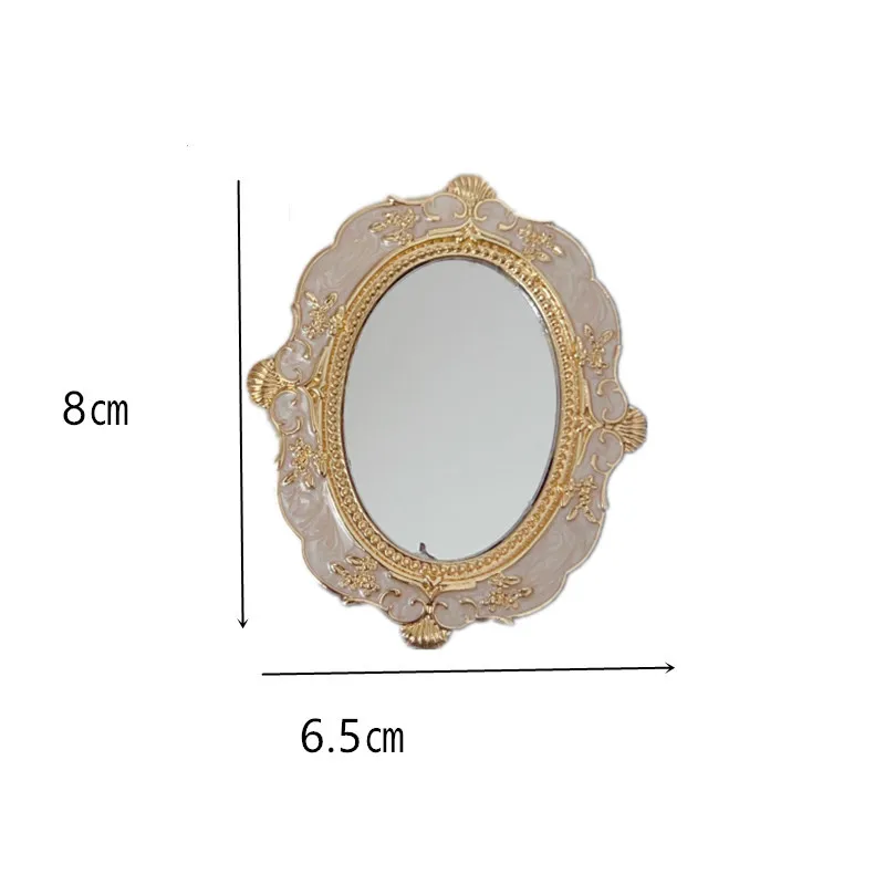 Mini Handheld Mirror Vintage Style Decorative Compact Makeup Mirror for Wallet Travel Women's Gift Portable