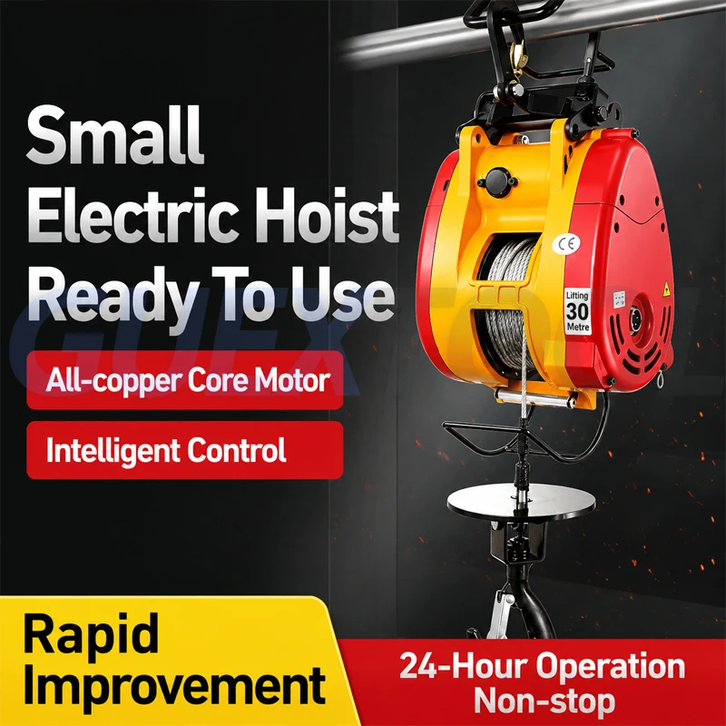230KG 30M Double Hole Electric Hoist 220V Suspension Portable Household Crane Quick Construction Hoist Brushless Electric Winch