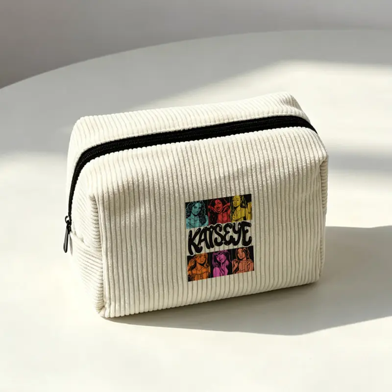 Fashion Square Corduroy Makeup Bag KATSEYE World Tour Lightweight Toiletry Bags Multi Functiona Storage Bags Kpop Fan Gifts