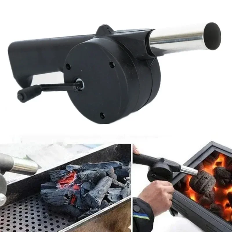 Ventilador para churrasco, soprador de ar, fogo rápido, portátil, manivela manual para piquenique ao ar livre, acampamento, cozinha, churrasco, grelhas a carvão
