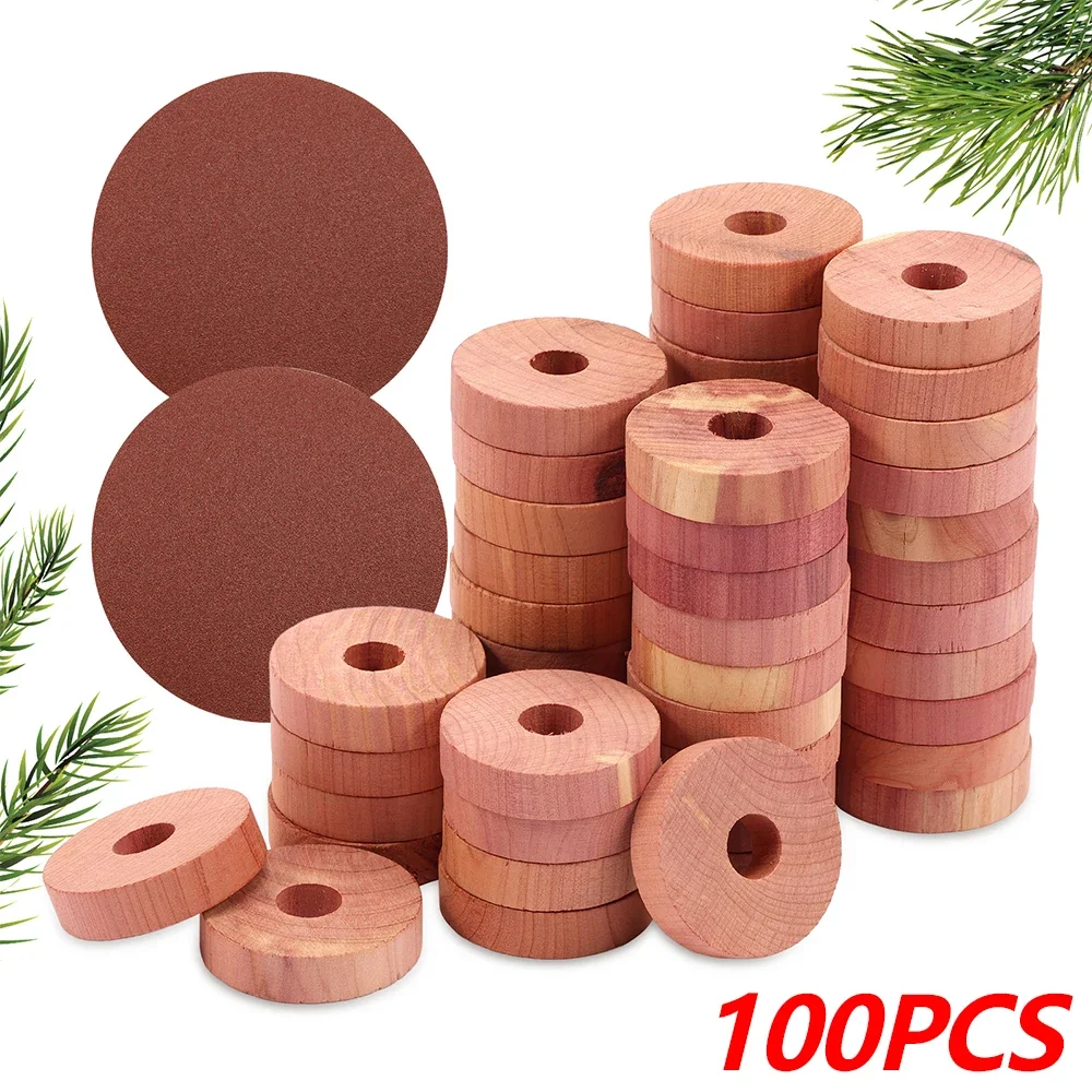100 blocs de cèdre anti-mites en bois de cèdre avec papier de verre, naturels et sains, pour vêtements, anti-insectes au camphre, boules anti-mites pour tiroir