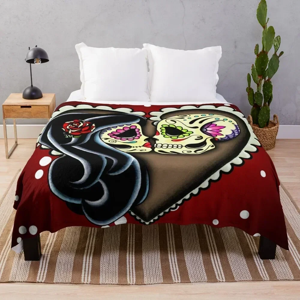 

Ashes - Day of the Dead Couple - Sugar Skull Lovers Throw Blanket Furrys Sofa Quilt Extra Large Throw Beautifuls Blankets