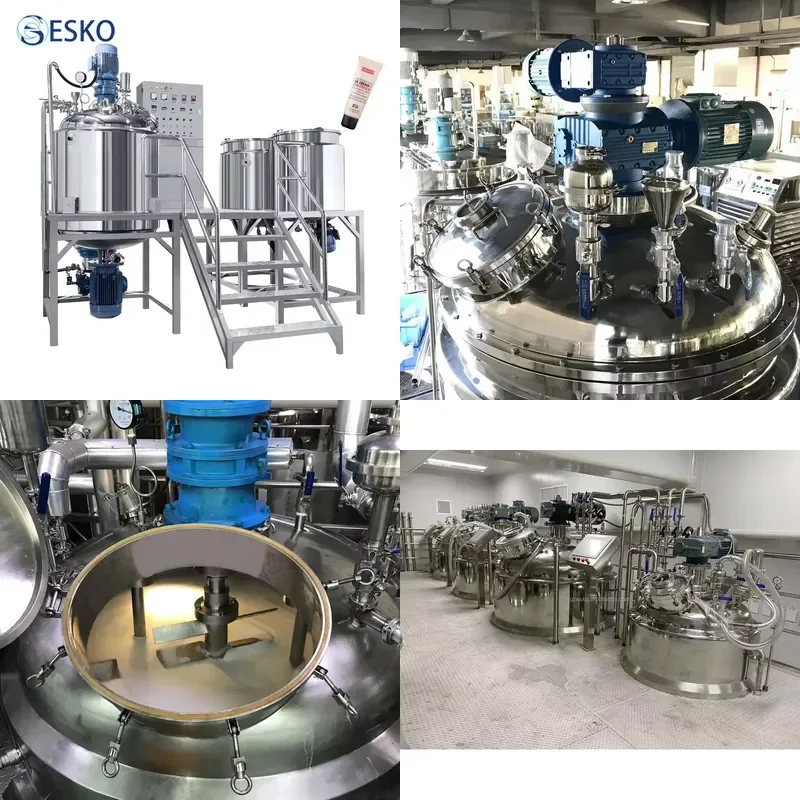 HCY ESKO 1000L Vacuum Mixer Emulsifier Homogenizer Mixing Tank for Cream Lotion Hair Dye Paste Ointment Mayonnaise