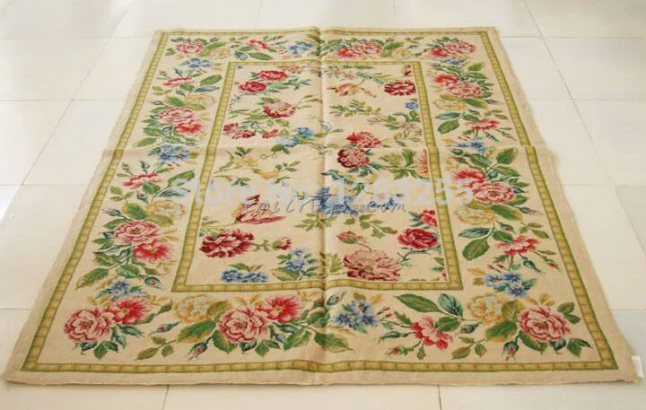 

Hand-made Floral Edge For Large Needle Point Carpet New Unique 100% Wool Hand-made Needlepoint Carpet Home Decore