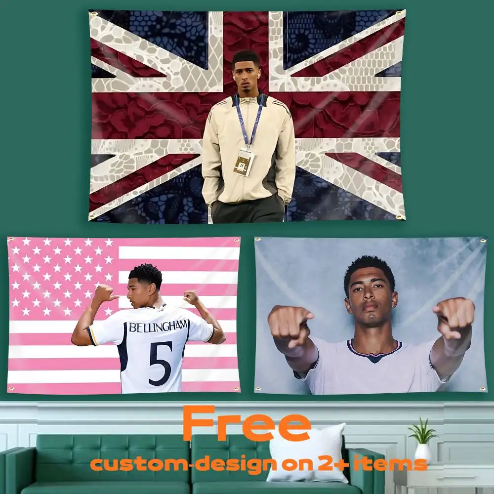 Football J-Jude B-BellinghamS Flag Tapestry Banner for Bedroom Living Room Outdoor Camping Custom