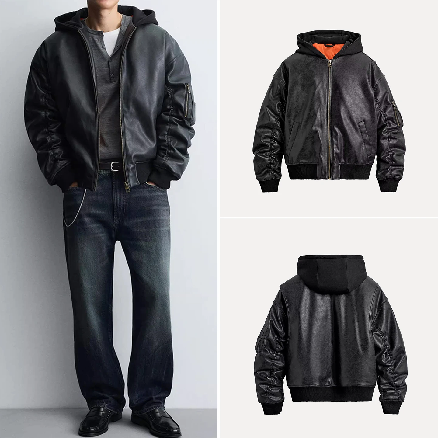 Faionable Allentato Giuntura Con Cappuccio Jaet Autunno 2025 Capispalla Personali Stand Fit Lungo Chiusura con Cerniera Bianca Casual