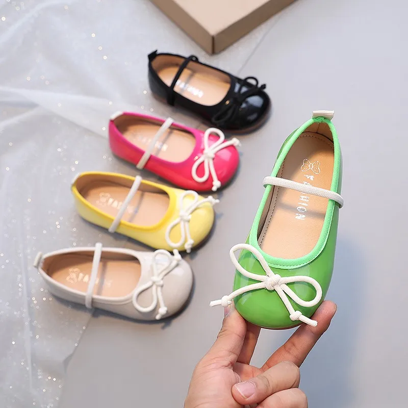 

Girl Shoes Baby Girl Princess Shoe Casual Candy Colored Bow Tie Small Leather Shoe Children Ballet Flat Shoe Young Children Shoe