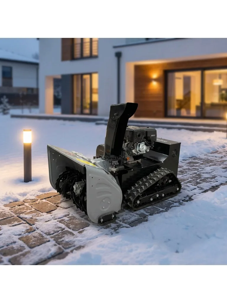 Multi-speed crawler snow removal machines for road, farm, and municipal cleaning