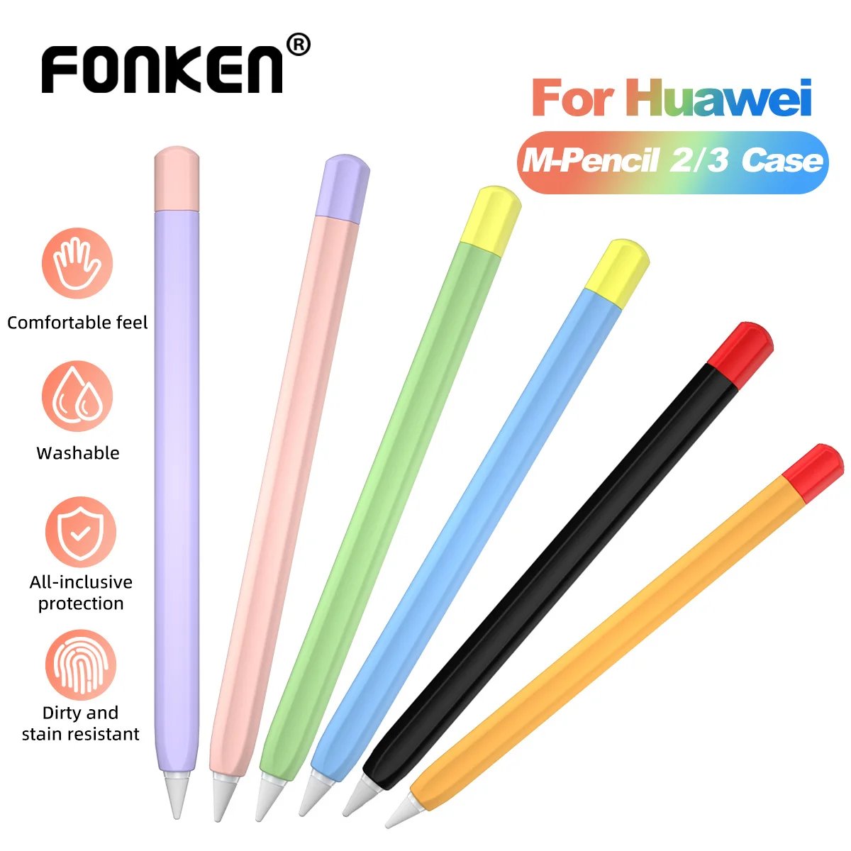 

Fonken Suitable for Huawei 2Nd Generation M-Pencil Case, Touch Pen Anti Drop Protection Case Color Blocking Pen Case