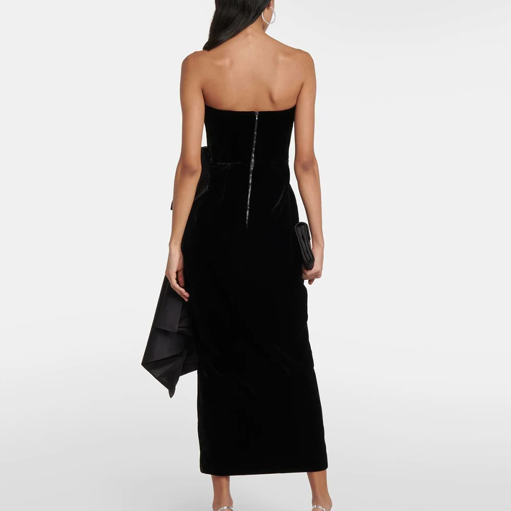 TWOTWINSTYLE Solid Slimming Midi Dresses for Women Strapless Sleeveless Patchwork Bow Temperament Dress Female Fashion Clothing