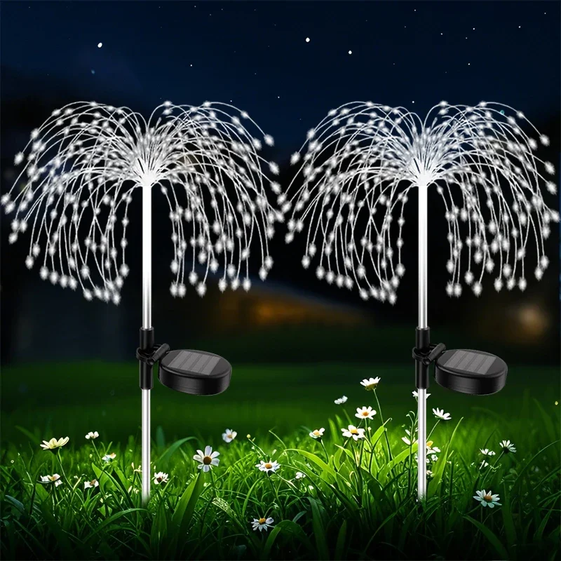 Tuindecoratie Solar Pathway Lights 200LED Outdoor Waterdichte Vuurwerk Kerstverlichting voor Patio Gazon Yard Walkway