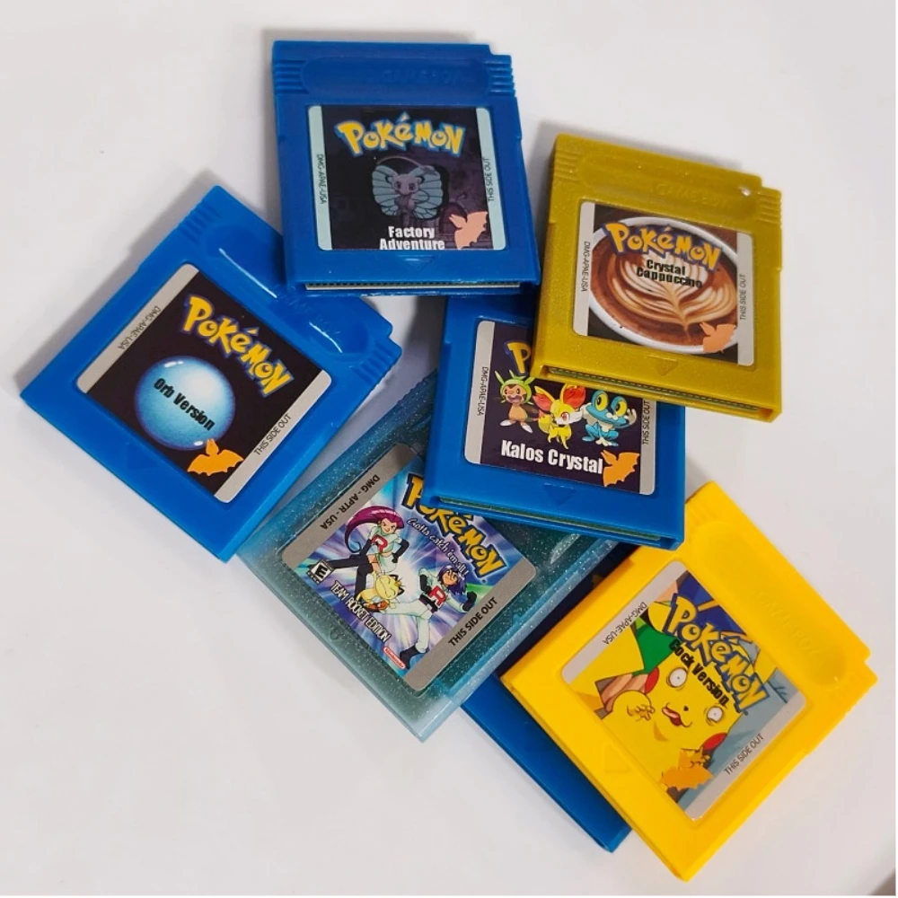 حار الولايات المتحدة الأمريكية بوكيمون خرطوشة GBC بطاقة الألعاب 16 بت لعبة فيديو خرطوشة وحدة التحكم بطاقات ل GB/SP أحمر أزرق كريستال ذهبي أخضر فضي