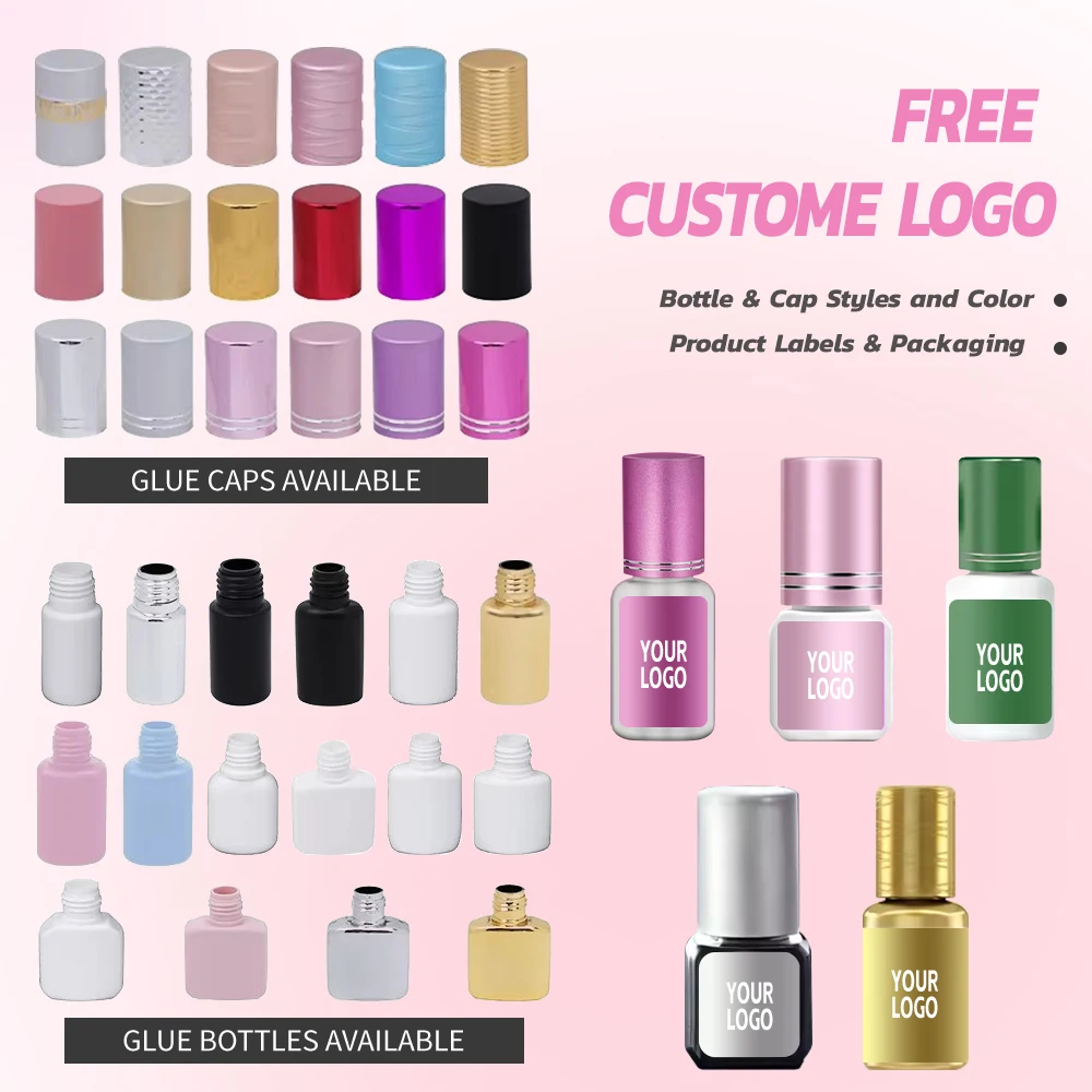 5/10個入り 0.3秒速乾まつげエクステグルー 個別まつげ用グルー 敏感肌用 ブラックまつげグルー まつげ接着剤 カスタムロゴ無料