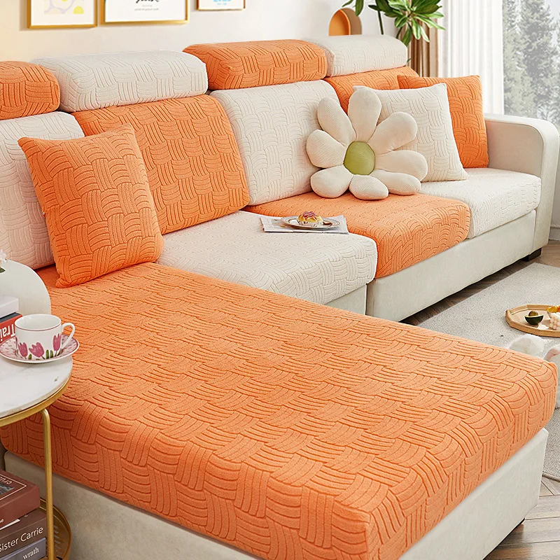 Living Room Waterproof Sofa Cover Seat Backrest Cushion Cover Polar Fleece Sectional Corner Couch Slipcover Chaise Protector