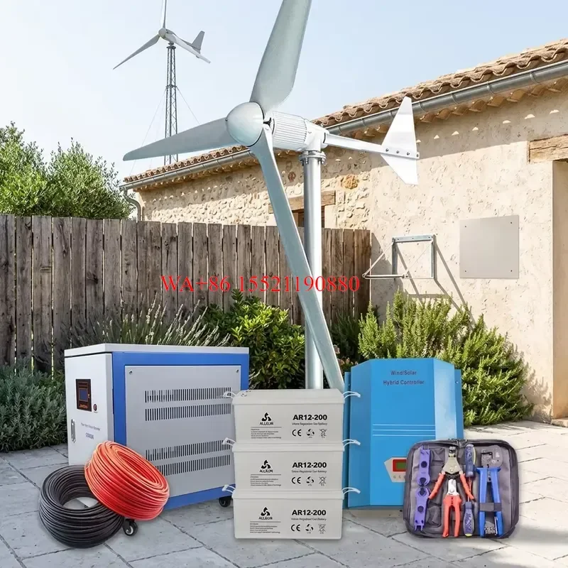 WMWMNU CE Certified 5kW 10kW 20kW 30kW Horizontal Wind Turbine Generator Kit 48V 220V for Residential Home Small Wind Power