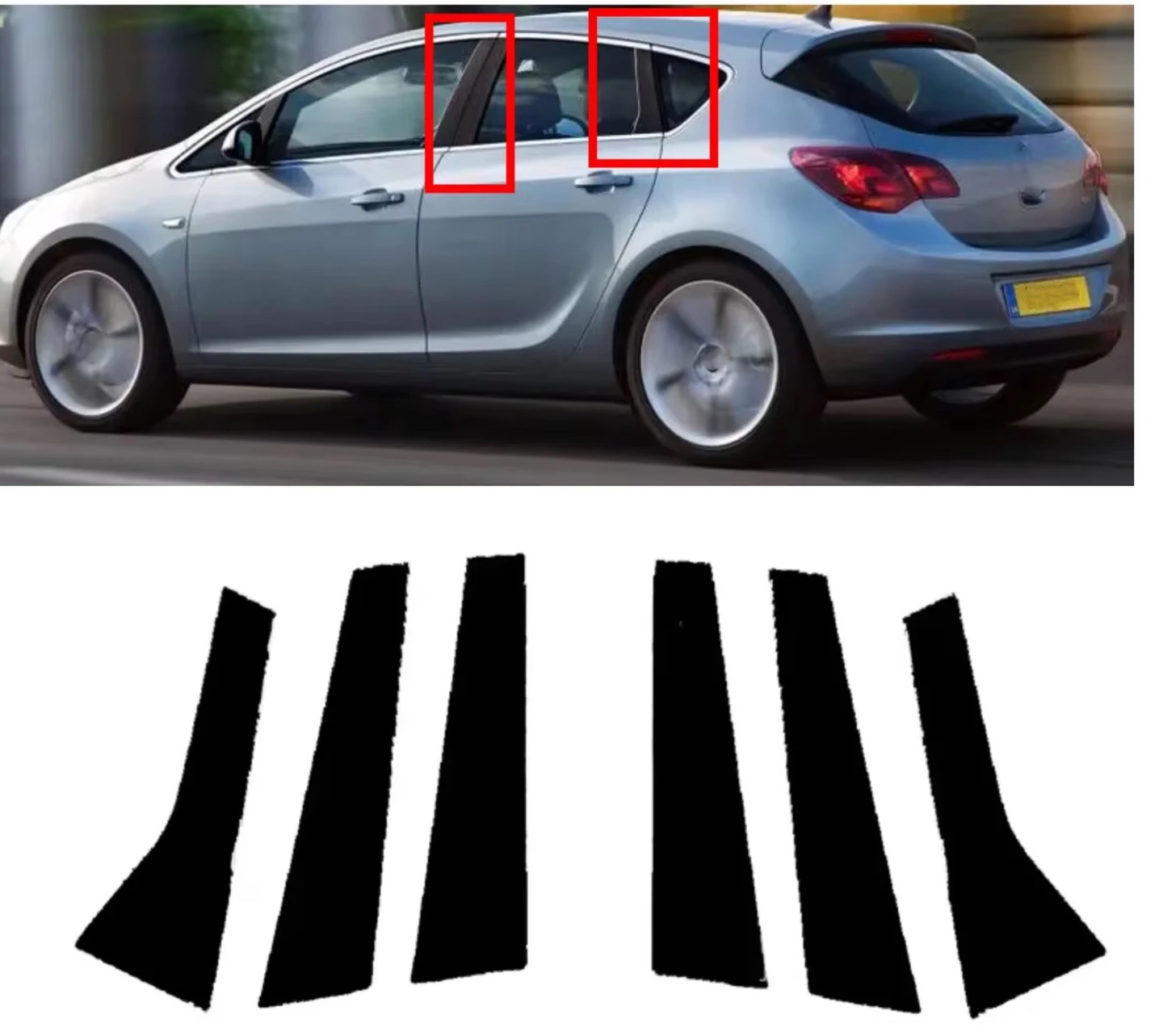 

6pcs Glossy Black Pillar Posts Fit For Opel Vauxhall Holden Astra J P10 5-door Hatchback 2010-2015 Car Door Window Decal Sticker