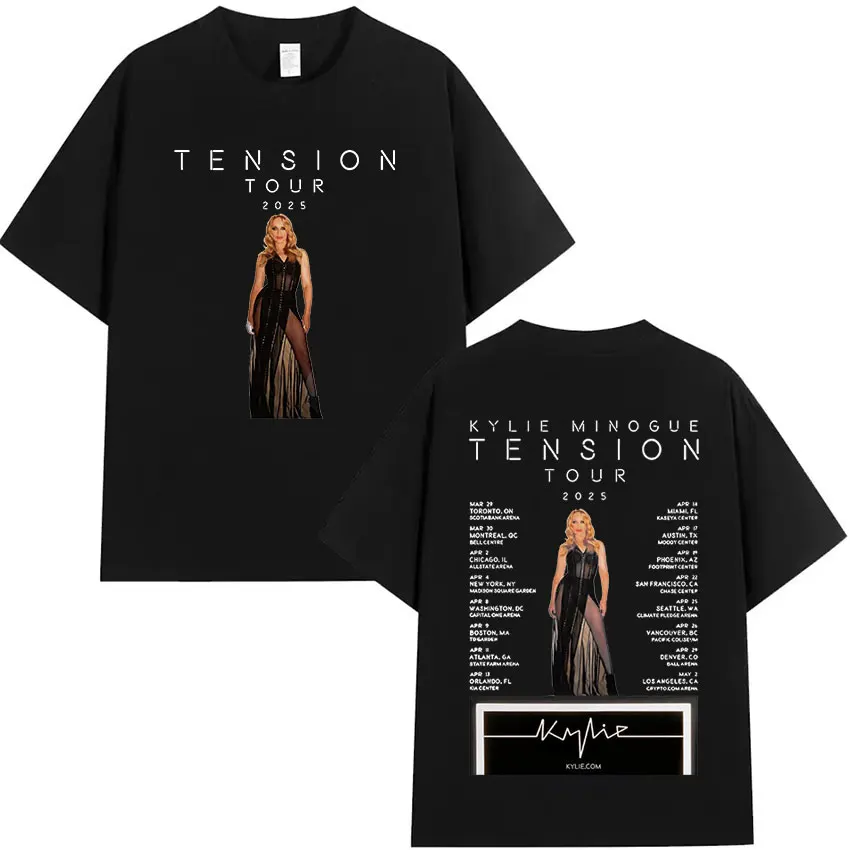 Kylie Minogue Tension World Tour 2025 New T Shirts Men Women Retro Fashion Short Sleeve T-shirt Harajuku Oversized Cotton Tshirt