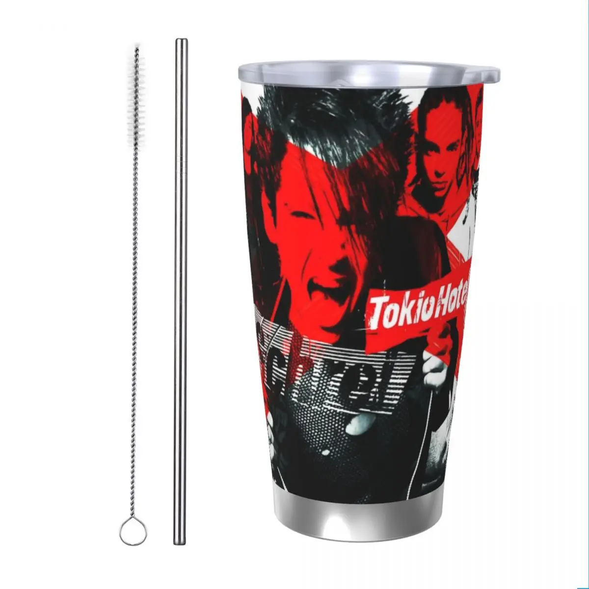 Tokio Hotel Music Group Tumbler Vacuum Insulated Genres Pop Rock Coffee Cups Stainless Steel Double Wall Mug Water Bottle, 20oz