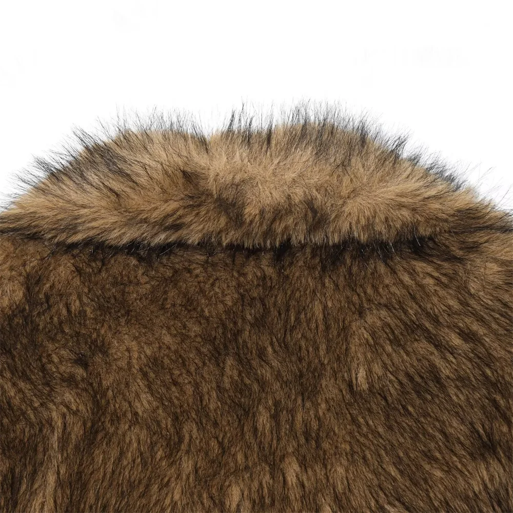 الخريف والشتاء الملابس النسائية الجديدة الراقية عارضة فو الفراء تأثير طية صدر السترة بأكمام طويلة الدافئة فروي سترة قصيرة