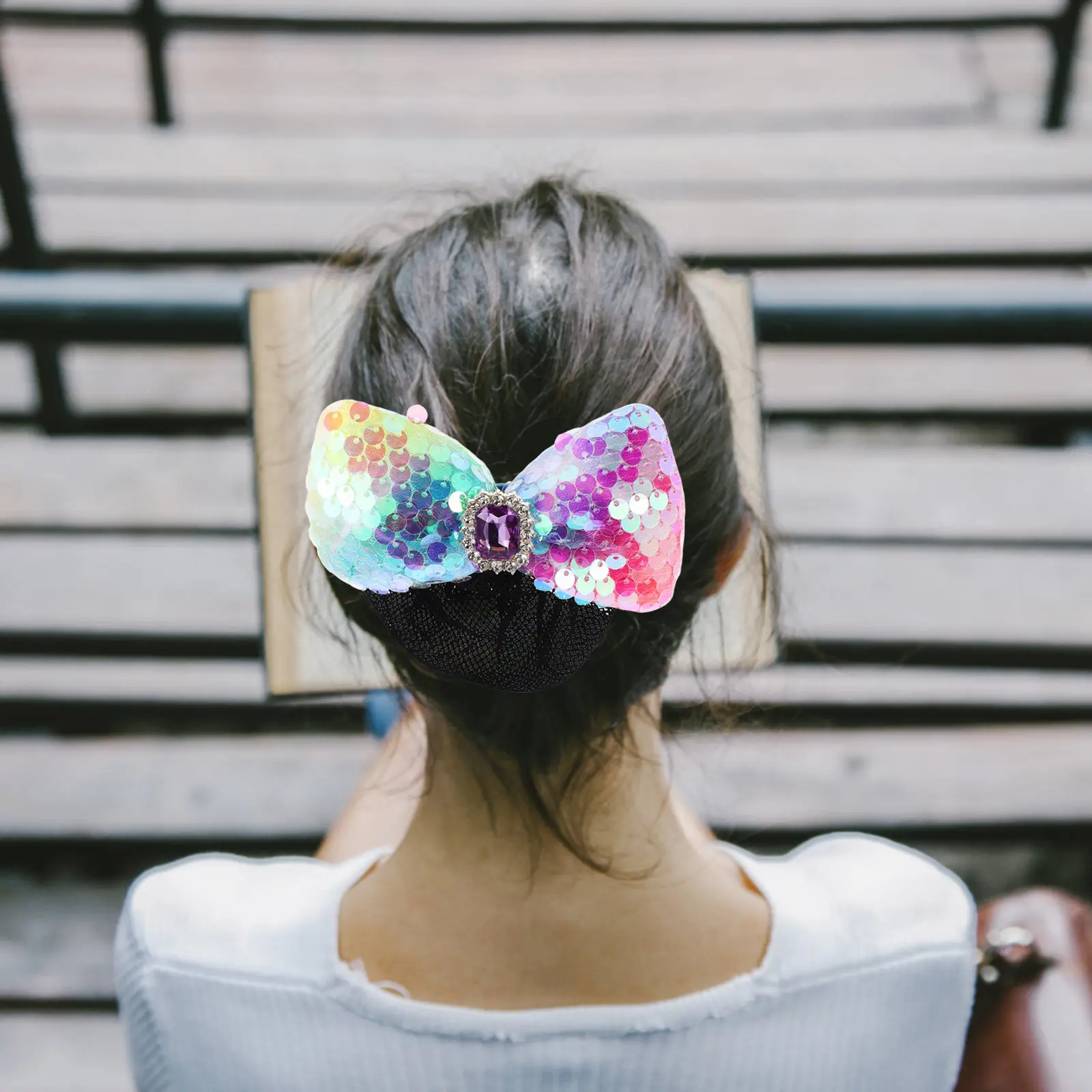 

Разноцветная сетка для волос с пайетками для девочек, аксессуар для балета и танцев, сетка-держатель для пучка, для выступлений и концертов