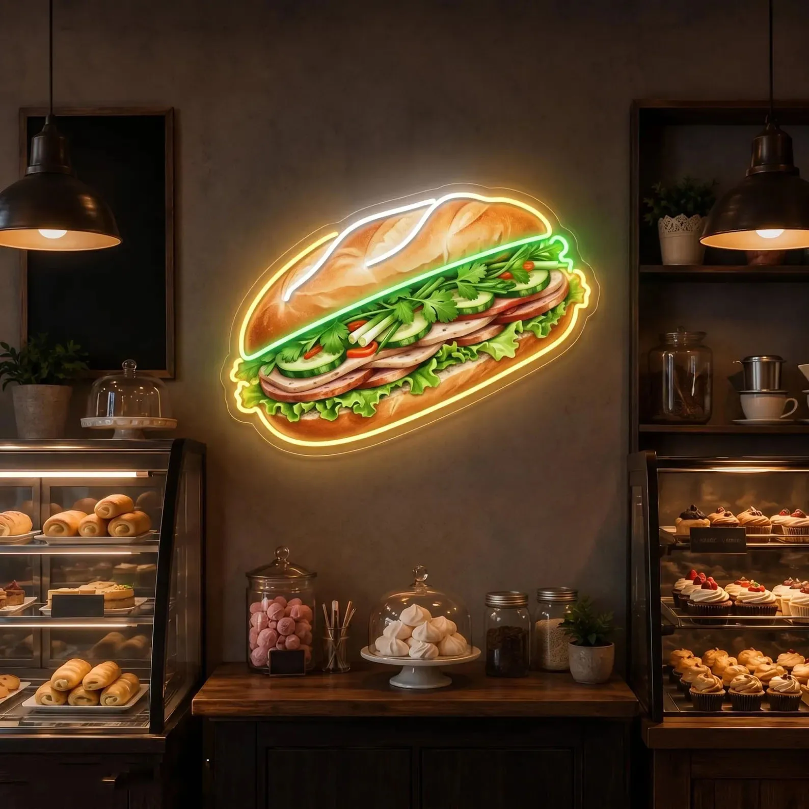 Banh Mi Neon Sign,Vietnamese Sandwich LED Wall Art For Street Food Shop Decor,Asian Food Deli Sign,Kitchen Bistro Wall Decor