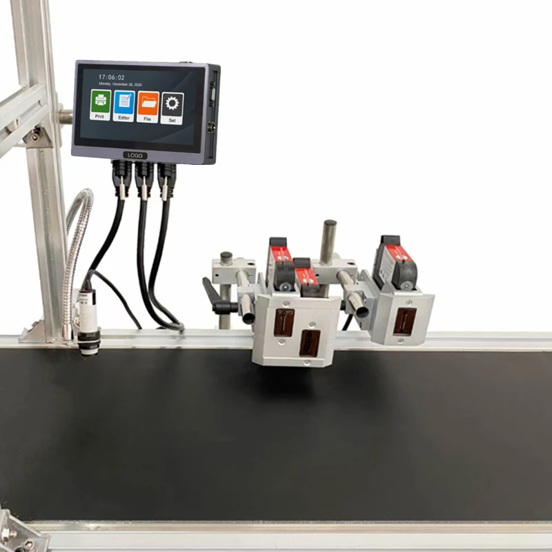 38.1MM Three Heads Online Thermal Inkjet Printer QR Code Printing Batch Date Logo Expiry Date Production Line Inkjet Printer
