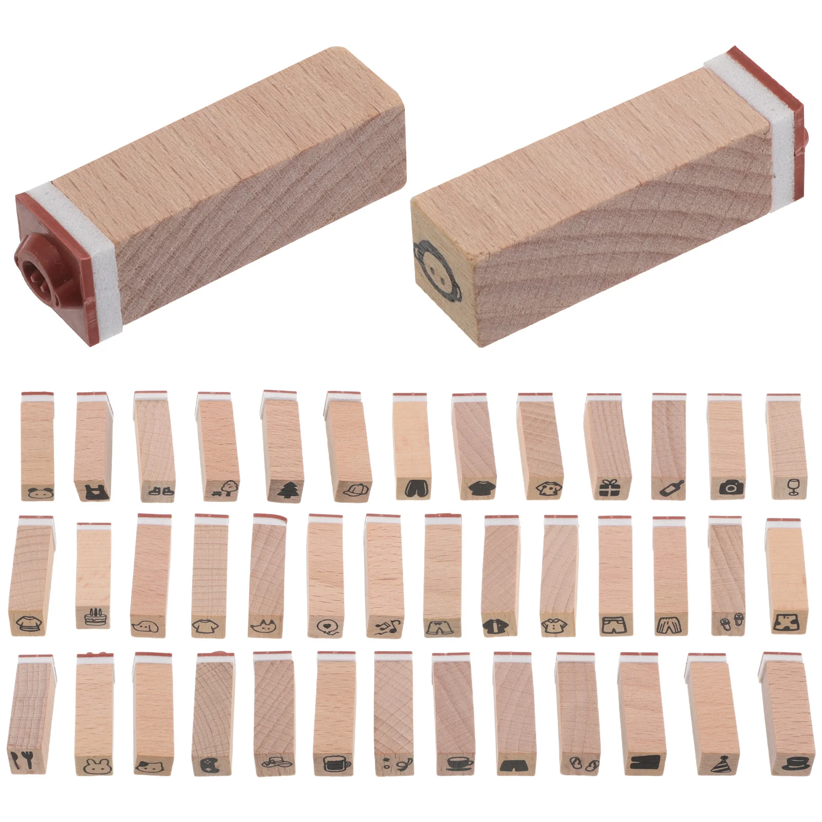 42 個のかわいい動物ゴムスタンプ木製スタンプセット子供用クリスマス DIY 文具プランナージャーナルスクラップブッキング用品木材