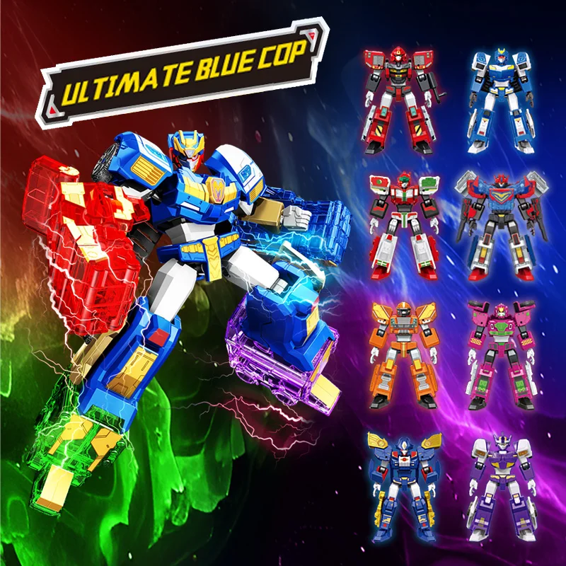 

Metal cardbot Building block Robot Warrior Blind box Ultimate Blue Cop Creative assembly puzzle toy boy gift