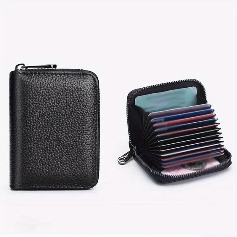 1pc Men's Simple Large Capacity Zipper Card Holder Wallet