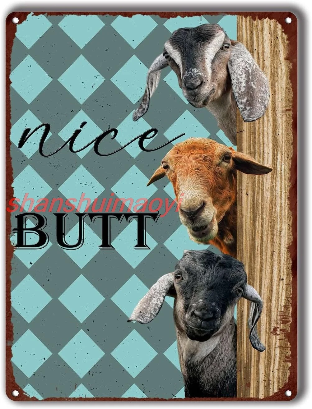 Decor Art Tin Signs Metal Tin Sign Goat Nice Butt Tin Signs Vintage Art Wall Decor Sign Home Kitchen Bar Patio Cave Funny D sign