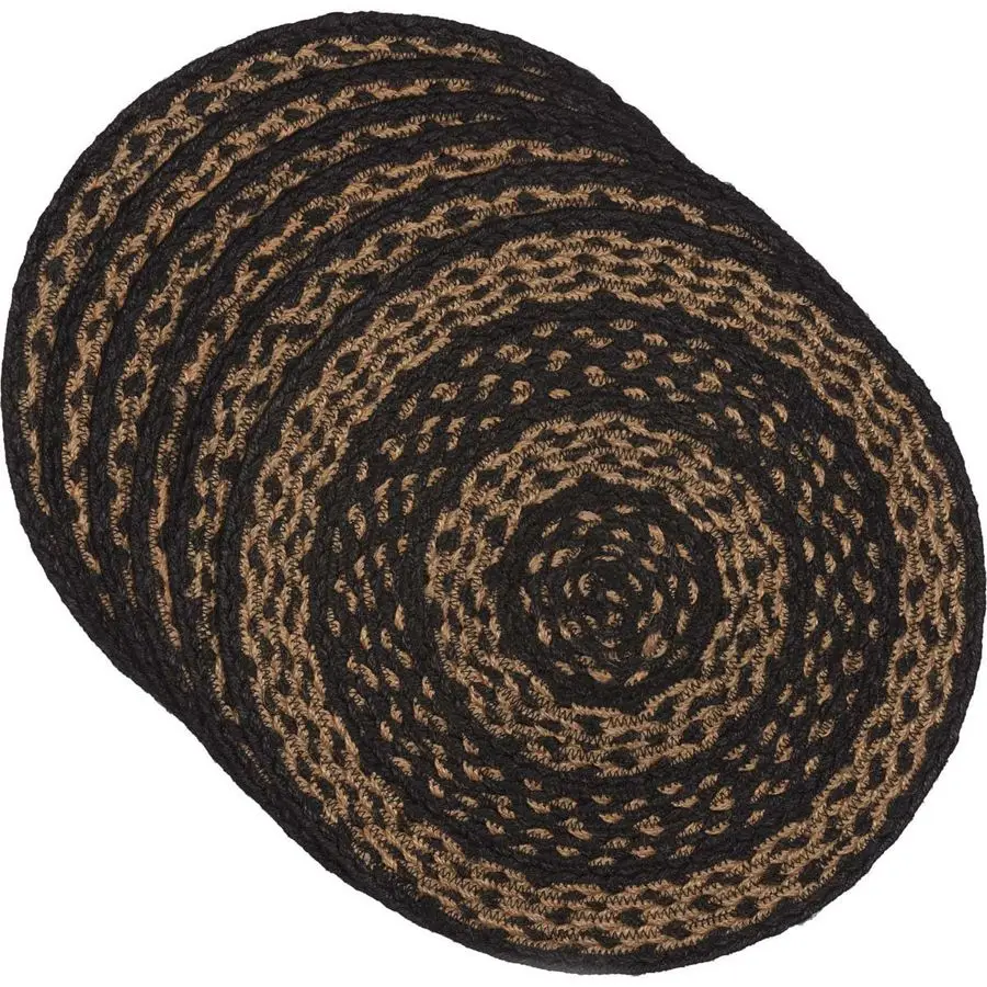 

Classic Country Primitive Tabletop amp KitchenFarmhouse Jute Black Round Tablemat Set of 6