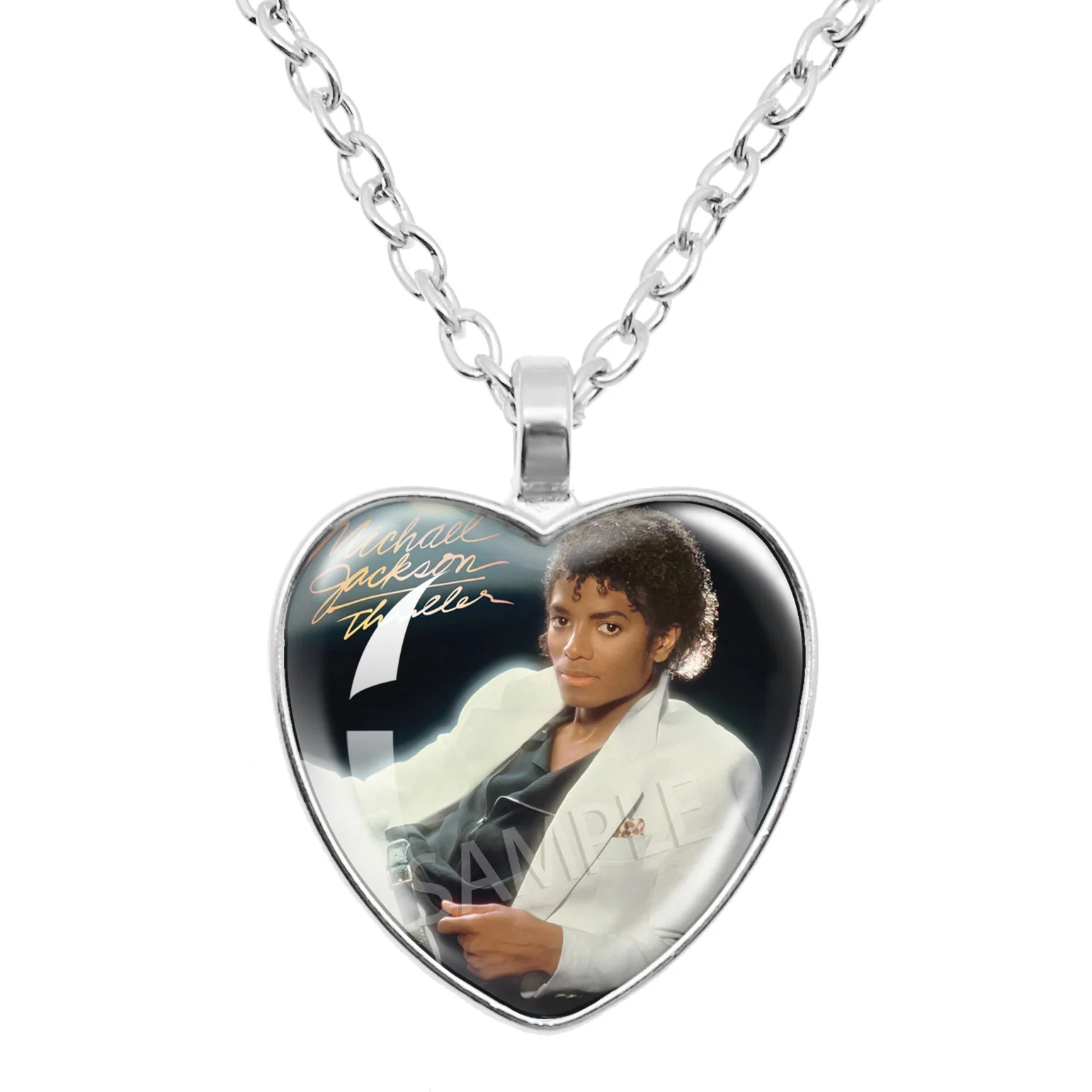 2026 Michael Jackson Halskette Herzanhänger Künstlerische Foto-Glascabochon-Schmuck MJ Charms Accessoires Party-Accessoires – Detail 3