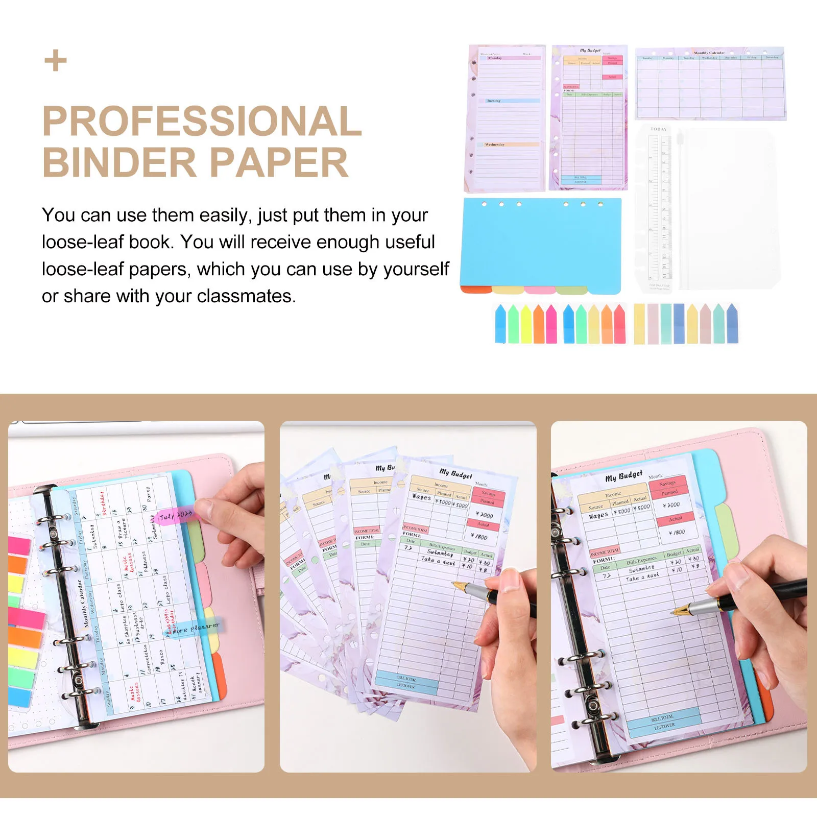 

1 Leaf Paper Refill For Binder Professional Lined Notebook Sheets Compact Study Planner Paper Daily Note Supplies