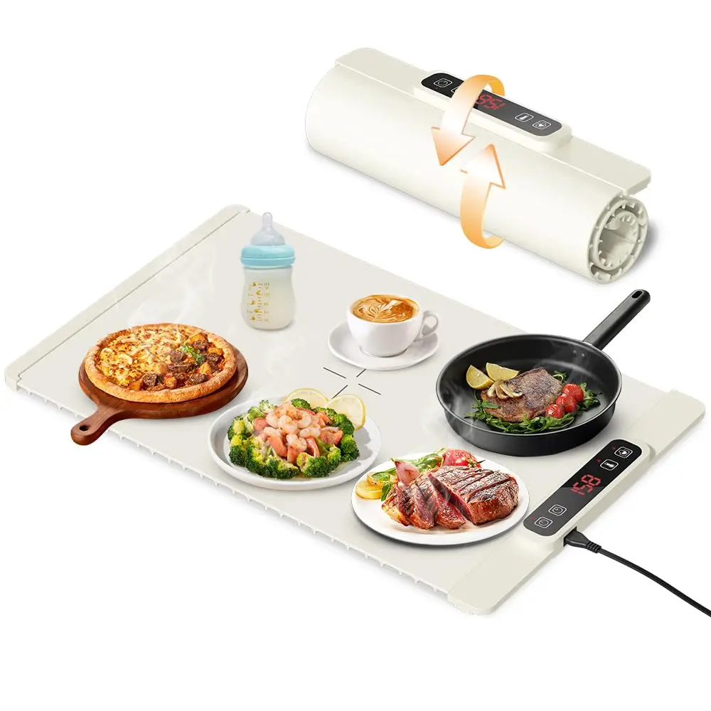 

Food Heating Pad Electric Warming Tray With Adjustable Temperature Roll Up Portable Food Warmer Heater Mat For Gathering Parties
