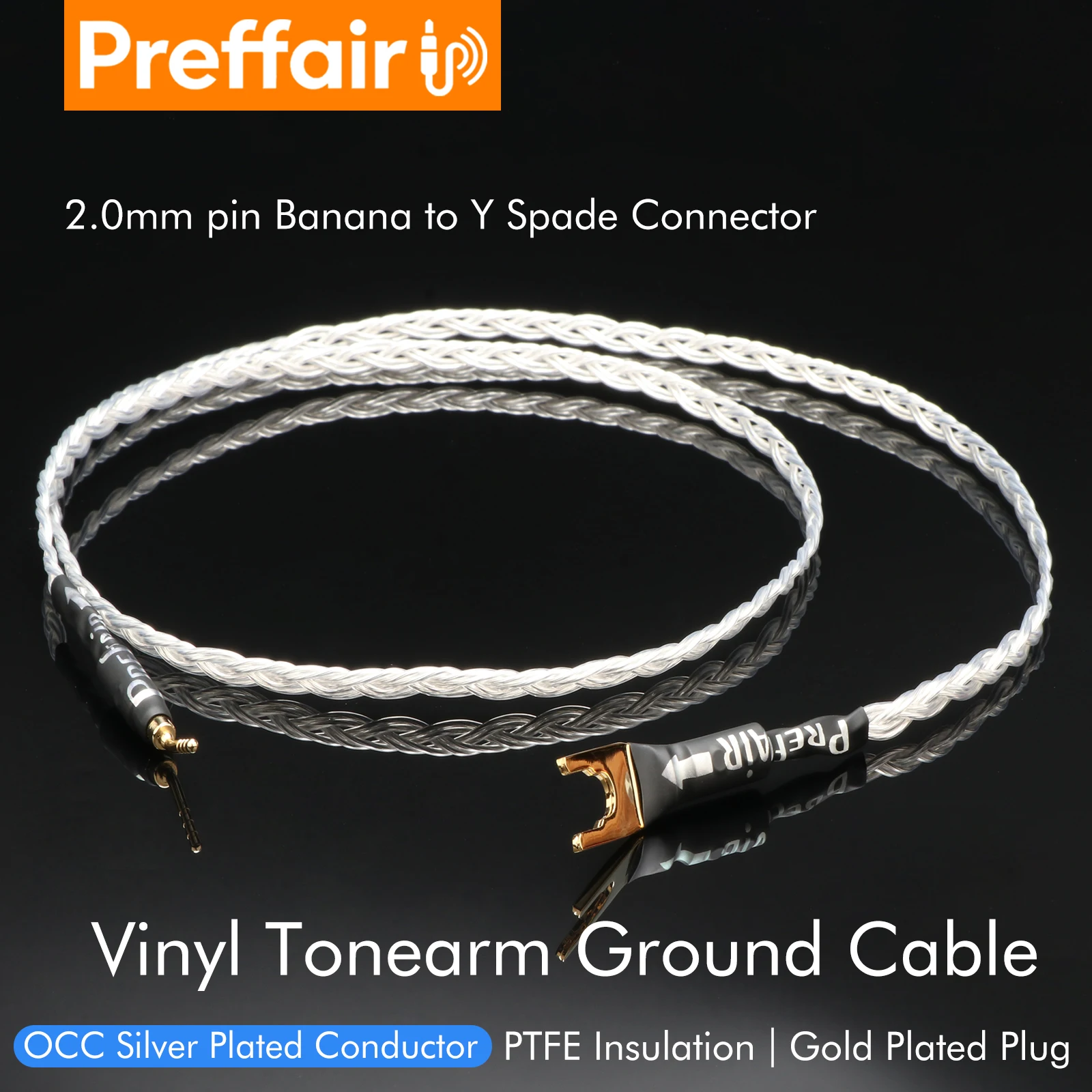 Preffair Hifi Ground Wire LP Vinyl Phono Cable Occ Silver Plated Jumper Cable Amplifier Silver Plated Y Spade Plug Bridge Cable