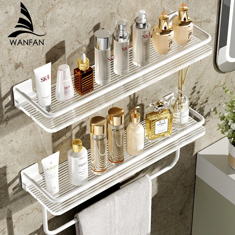 White Bathroom Shelf Aluminium Alloy Makeup Organizer Mental Corner Shelf Shampoo Storage Shelf Shower Wall Rack Bathroom811781