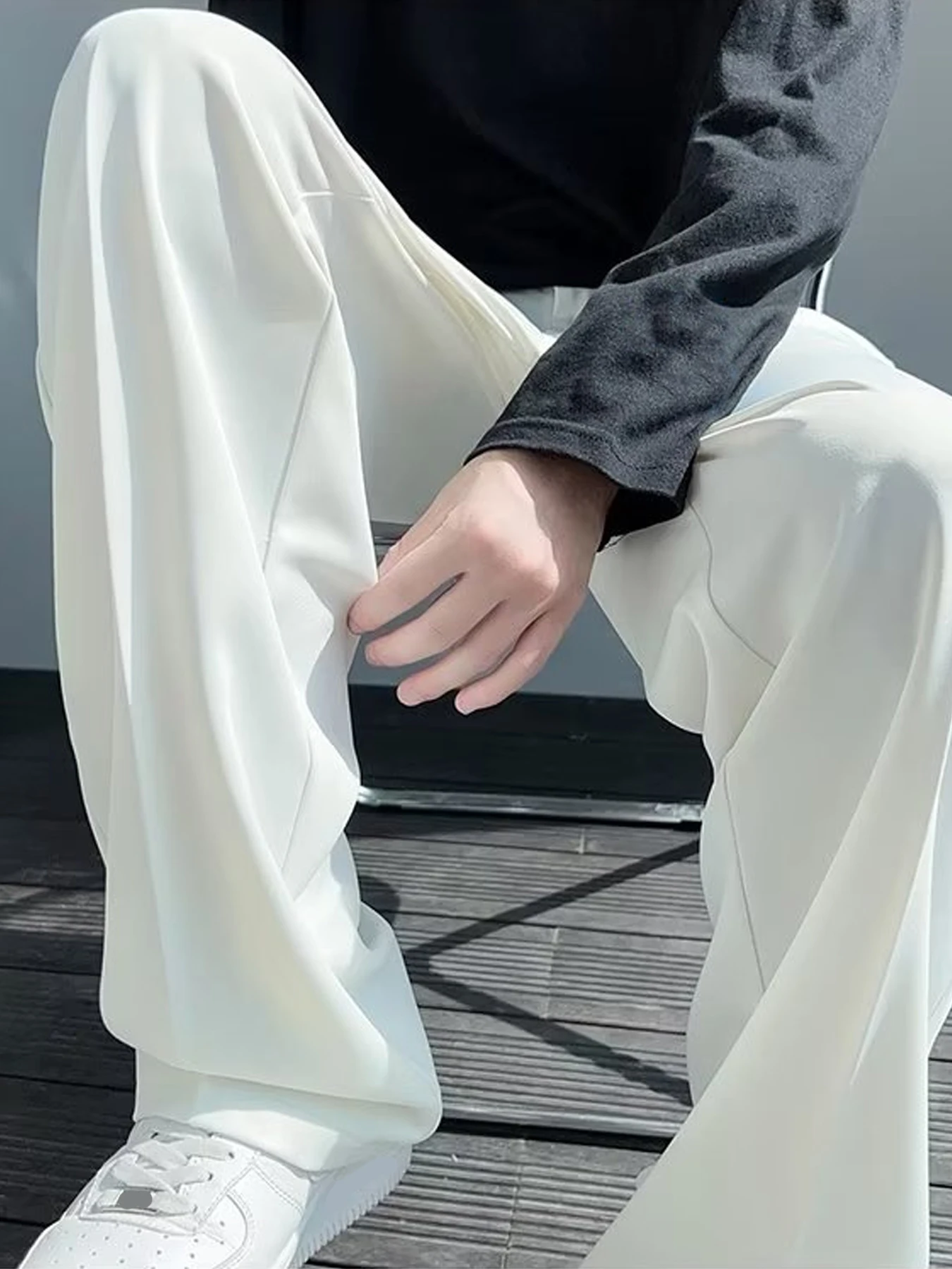 Light mature style autumn and winter new men\'s wide cut drape straight leg pants