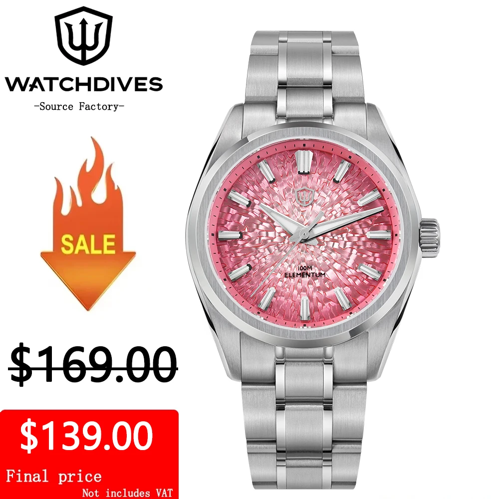 Watchdives WD0003C 38 مللي متر ساعة VH31 سويب ثانية حركة كوارتز ساعة من الفولاذ المقاوم للصدأ عنصر التصميم الأصلي ساعة يد رجالية #1