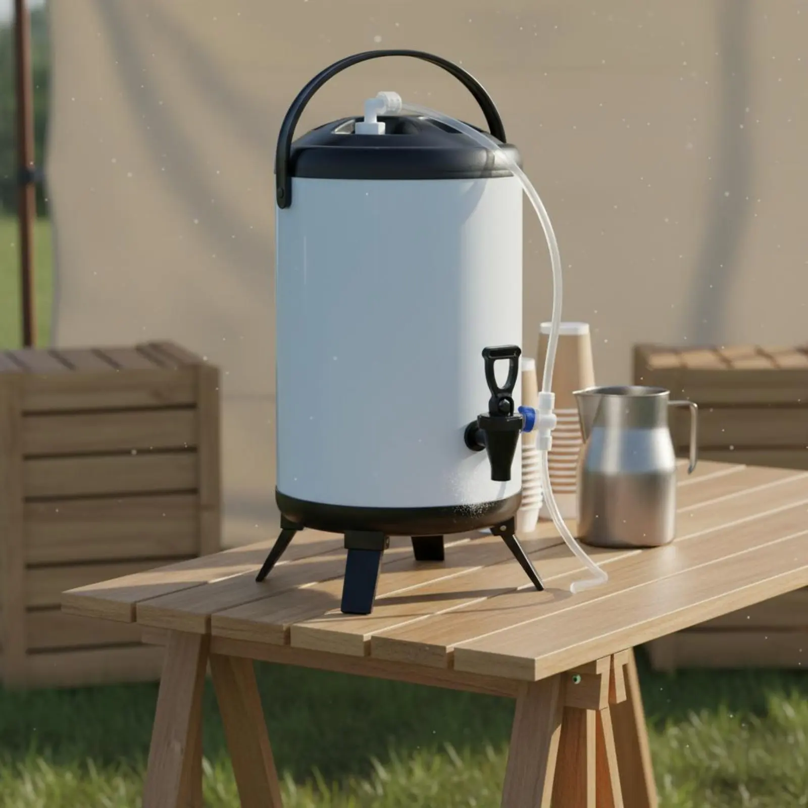 Automatic Water Refill Dispenser Large Capacity Insulated Milk Tea Barrel Hot and Cold Beverage Urn Portable Handle for Buffet