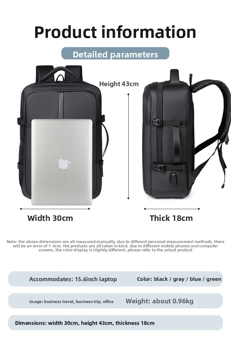 The New Large-capacity Expandable Backpack Is A Multi-functional Computer Handbag with A Handle for Business Trips and Travels