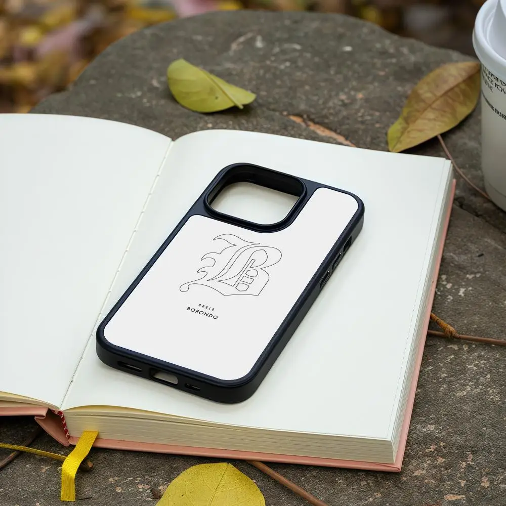 Borondo Beele Phone Case For iPhone 17 16 15 14 13 12 Pro Max Plus Black Frame Acrylic Carbon Fiber Hard Shell